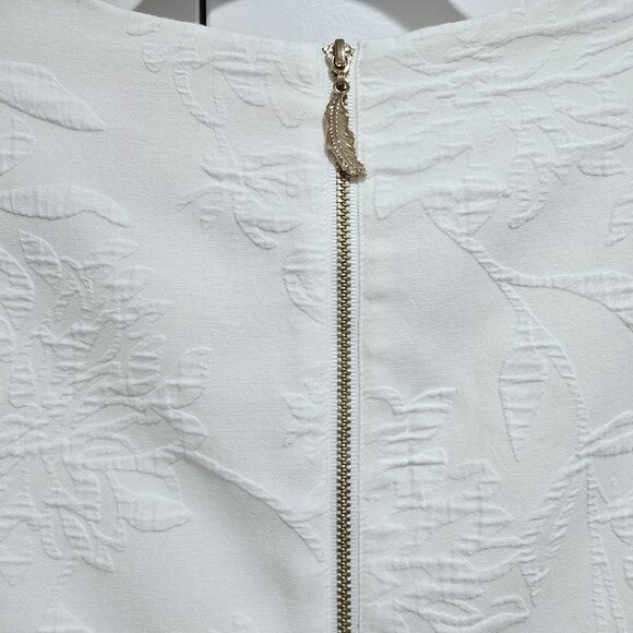 Lilly Pulitzer - 4 - Kayla Stretch Dress Fern Pucker Jacquard Bell Sleeve White - Picture 7 of 9